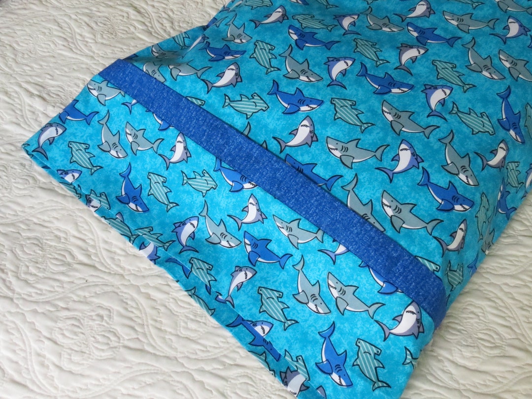 Sharks Pillow Case Set Pillow Cases With Blue Sharks Blue Etsy