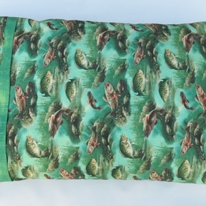 Fish Pillow Cases, Fisherman bedding, Fish bedding, Green Bedding, Father&#39;s Day Gift, Pillow Cases with Fish, Fish Fabric