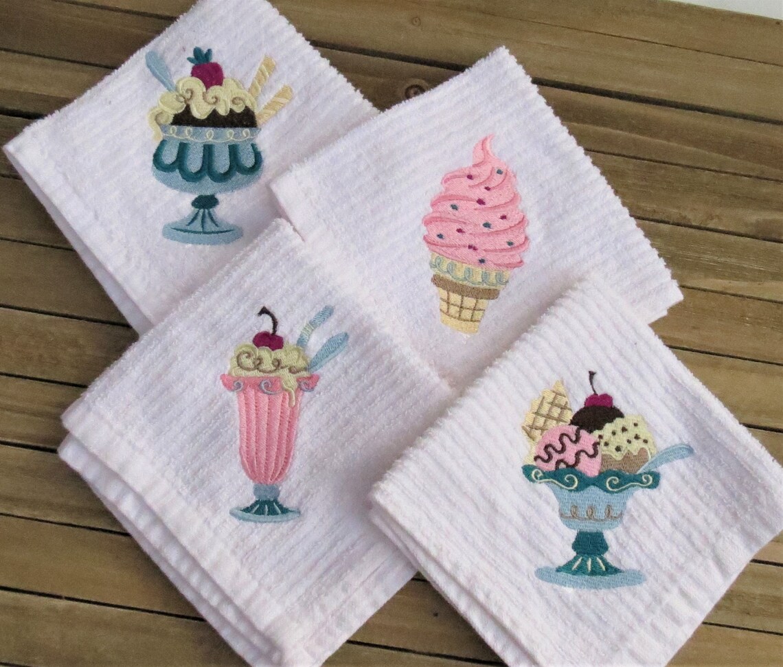 Dessert Napkins white dessert napkins Napkins with Ice Cream Etsy