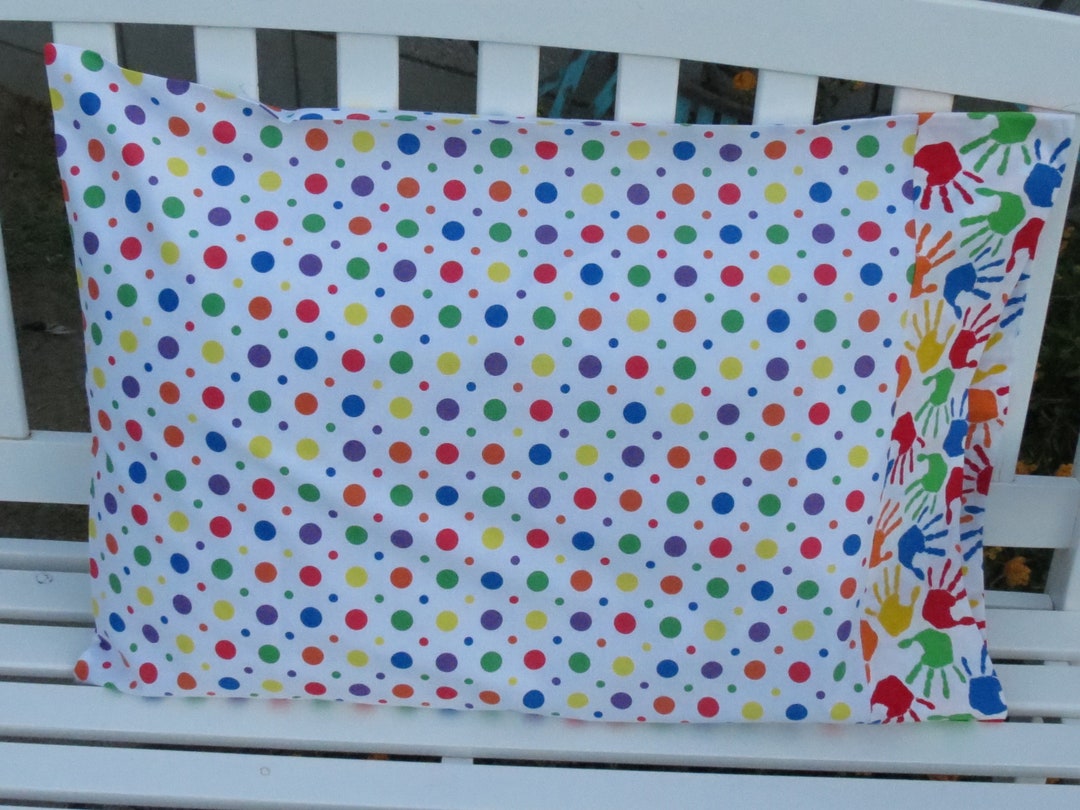 Polka Dot Pillow Case Childs Handprint Pillow Case Pillow Etsy