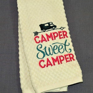 Camping Dish Towels, Dish towel for camping, kitchen camping dish towel, &quot;Camper Sweet Camper&quot;, Eat Smores dish towel