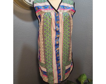 Vintage Multi Pattern Button Up Vest Apron