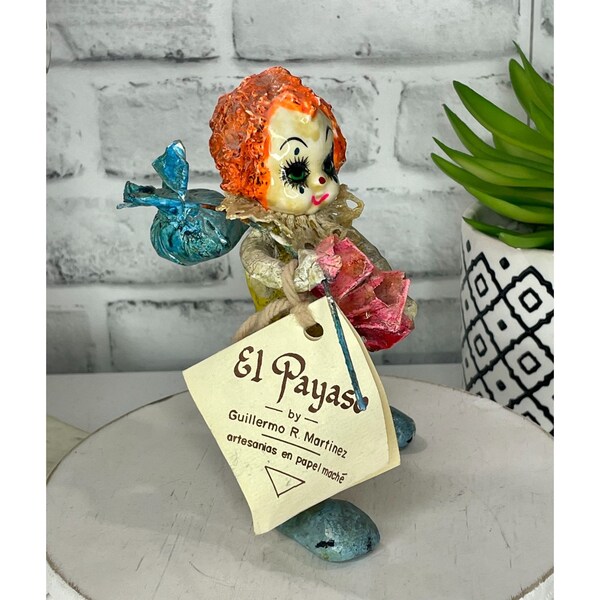 Vintage Guillermo R. Martinez El Payaso Clown en papier mâché