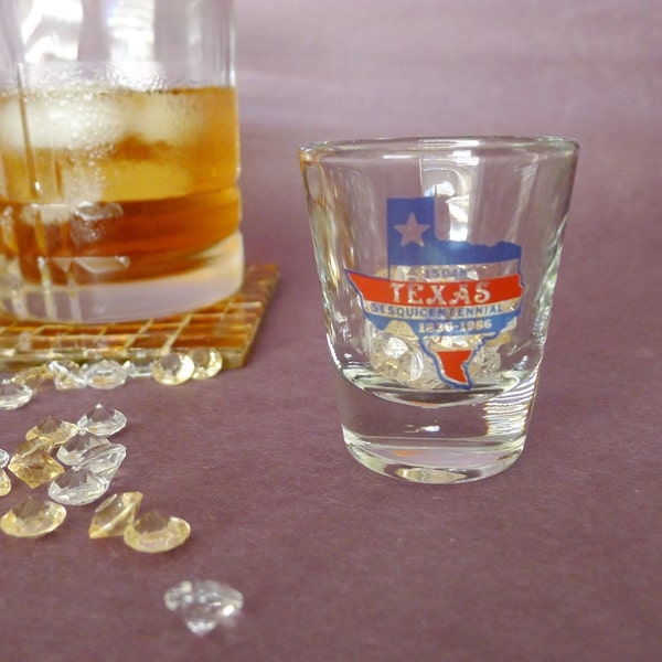 Free Shipping, Texas Shot Glass, TEXAS Sesquicentennial, Texas Collectible, 150 Anniversary, Souvenir Glass, Texas Lover Gift, Texas Jigger