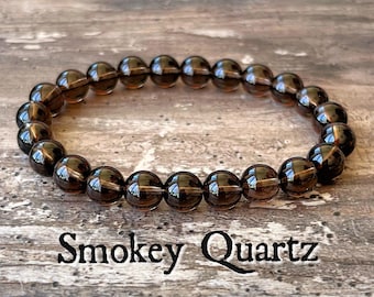 A Grade Smoky Quartz Wrist Mala  //  Grounding the Root Chakra - Negative Energy Protection - Manifestation