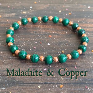 AAA Malachite & Untreated Copper Wrist Mala // Stimulates Energy Flow - Master Healer