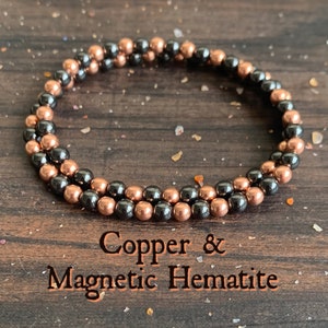 Genuine Copper & Magnetic Hematite Wrist Mala // Stimulates Energy Flow - Wonderfully Protective and Grounding