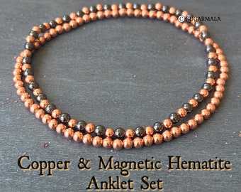 Echtes Kupfer & magnetischer Hämatit Fußkettchen // stimuliert den Energiefluss - wunderbar schützend und erdend