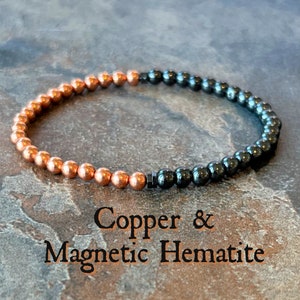 Genuine Copper & Magnetic Hematite Wrist Mala // Stimulates Energy Flow - Wonderfully Protective and Grounding