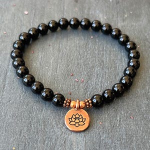 AAA 6mm Black Tourmaline Wrist Mala  //  Grounding the Root Chakra - Protection from Negative Energy - Empath Support