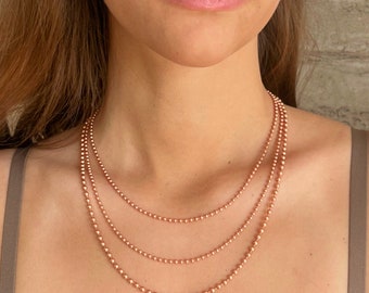 Genuine Natural Copper Ball Chain Necklace /Choose from 2.4 or 3.2mm Chain - Raw Copper Healing & Energy Flow