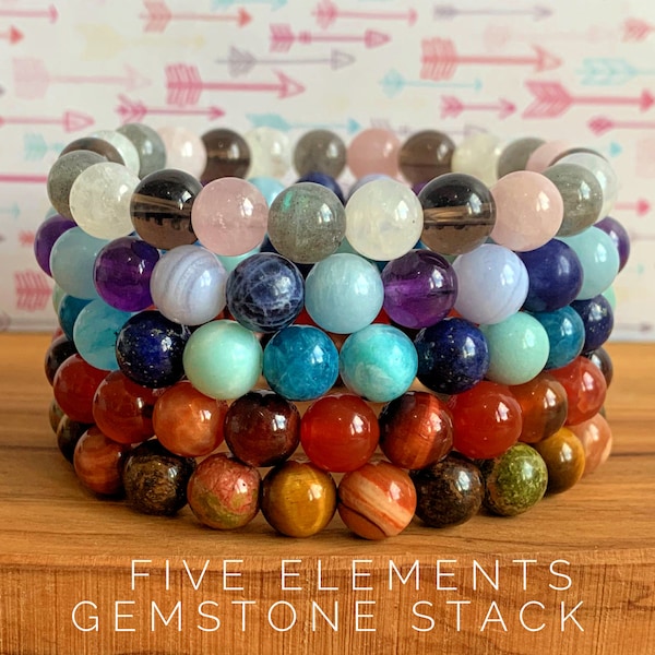 The Five Elements Gemstone Stack  //  Earth - Water - Fire - Air - Ether