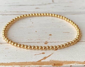 Gold Beaded Bracelet // 3mm Beads - 14k Gold Fill Jewelry - Dainty & Minimalist - Stacking Bracelet Set - Mixed Metal Jewellery