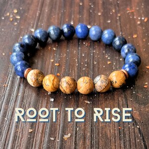 Root to Rise Wrist Mala // Picture Jasper & Dumortierite- Healing for our Root + Third Eye Chakras