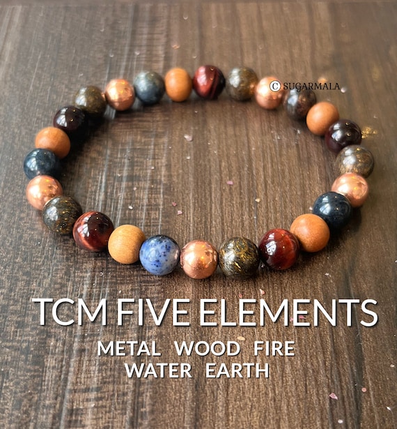 TCM Five Element Wrist Mala, Five Elements Jewelry, 5 Element