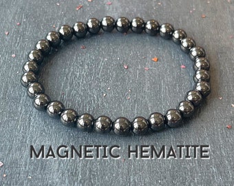 Magnetic Hematite Wrist Mala // Stimulates Energy Flow - Wonderfully Protective and Grounding - Energy Flow Throughout the Body