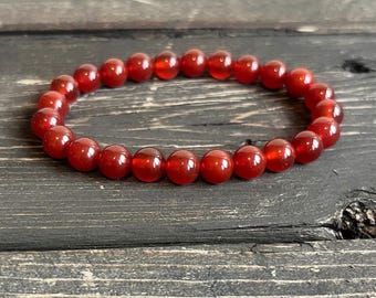 Mala de muñeca de cornalina // Grado AA, soporte para el chakra sacro - Pulseras apilables curativas con cuentas de 6 mm + 8 mm - Impulsando la creatividad y la pasión