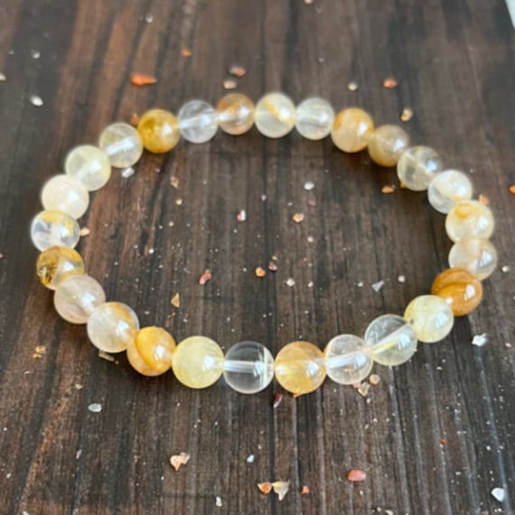 Golden Healer Quartz Wrist Mala  // Self Confidence - Transmutes Negative Energy - Solar Plexus & Crown Chakras