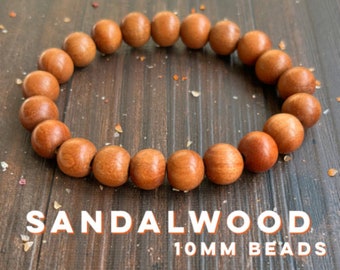 Sandalwood Wrist Mala - 10 mm Beads //  Imported Directly from India - Deepening our Spiritual Practice
