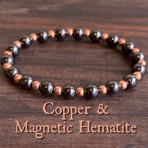 Genuine Copper & Magnetic Hematite Wrist Mala // Stimulates Energy Flow - Wonderfully Protective and Grounding