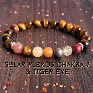 Solar Plexus Chakra 7 Wrist Mala with Tiger Eye// Manipura Jewelry, Self-Esteem Personal Power Self Discipline Motivation image 1