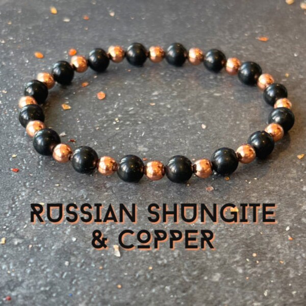 Russian Shungite with Untreated Copper // Stimulates Energy Flow - EMF Shield - Wonderfully Protective