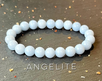 Angelite Wrist Mala  //  Spiritual Guidance - Deepening Our Meditation - Wonderful for Dreamwork