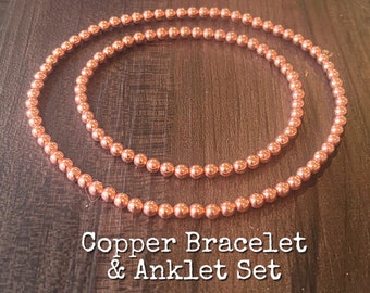 Untreated Copper Bracelet & Anklet Set //Genuine Natural Raw Copper - Stimulates Energy Flow - Alignment of our Emotional + Physical Selves