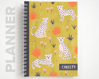 Personalized Undated Weekly Planner  |  Leopard Spiral Notebook Planner  |  Gifts for Her