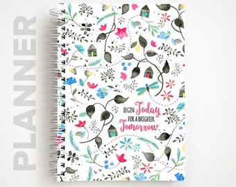 Undated Weekly Planner  |  Begin Today for a Brighter Tomorrow Notebook Planner  |  Gifts for Her