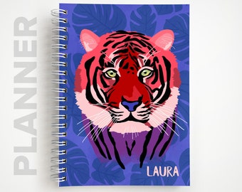 Personalized Tiger Undated Weekly Planner  |  Tiger Spiral Notebook Planner  |  Gifts for Her