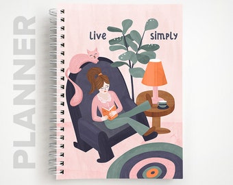 Undated Weekly Planner  |  "Live Simply" Spiral Notebook Planner  |  Gifts for Her