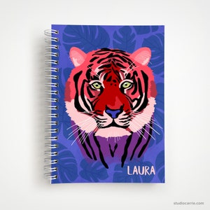 Personalized Tiger Notebook  |  Custom Tiger Spiral Notebook  |  Personalized Gift for Her