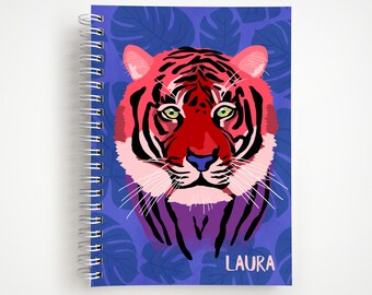 Personalized Tiger Notebook  |  Custom Tiger Spiral Notebook  |  Personalized Gift for Her