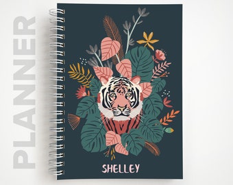 Personalized Tiger Undated Weekly Planner  |  Tiger Spiral Notebook Planner  |  Gifts for Her