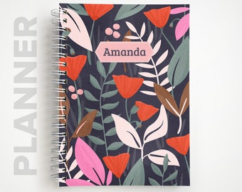 Personalized Undated Weekly Planner  |  Poppies Spiral Notebook Planner  |  Gifts for Her