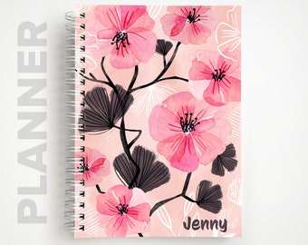 Personalized Undated Weekly Planner  |  Pink Floral Notebook Planner  |  Gifts for Her