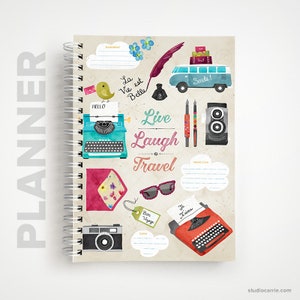Undated Weekly Planner Live, Laugh, Travel Notebook Planner Gifts for Her image 1