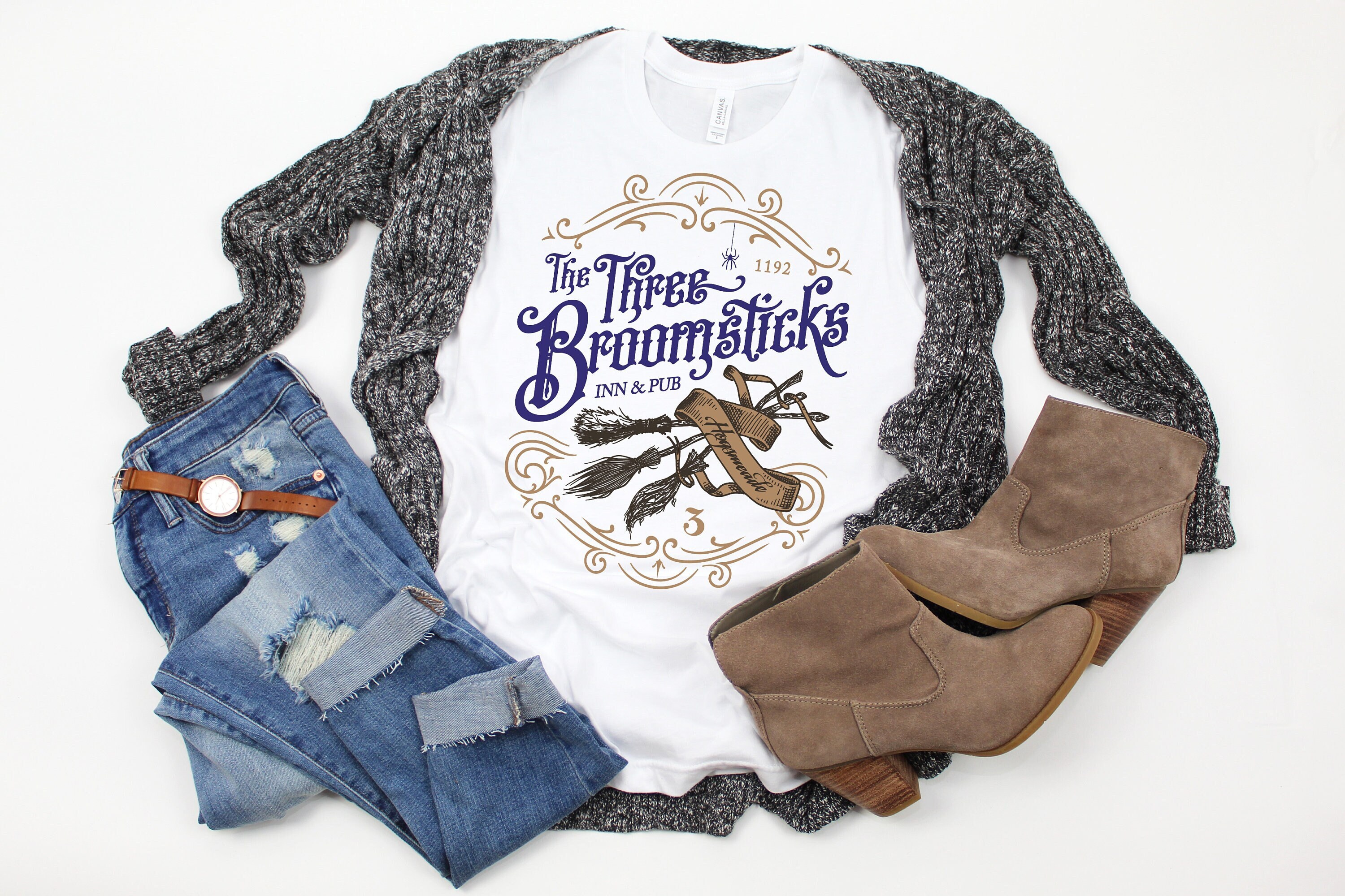 Discover Three Broomsticks Wizard Pub White Shirt // Halloween Wizard Unisex Tee