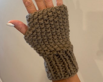 Fingerless Gloves Knit Knitted Handmade Alpaca Wool