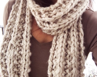 Chunky Taupe Handmade Scarf