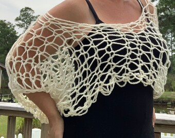 Cropped handknit open lacy top