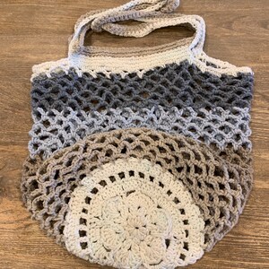 Sac de marché au crochet, sac de plage bohème fait main mandala image 1