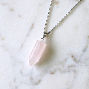 Gemstone necklace, crystal pendant necklace, stainless steel, hexagonal pointed pendant, Chakra Necklace, stone necklace, amethyst, quartz
