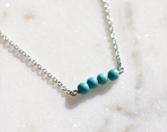 Small stones necklace, birthstone necklace, stainless steel, gemstone pendant, delicate necklace, gift for her, minimalist necklace, quartz