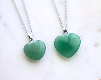 Collier Aventurine coeur, Collier coeur, pendentif en coeur, Bijoux coeur, Bijoux Aventurine, Cadeau pour elle, Pendentif Aventurine verte