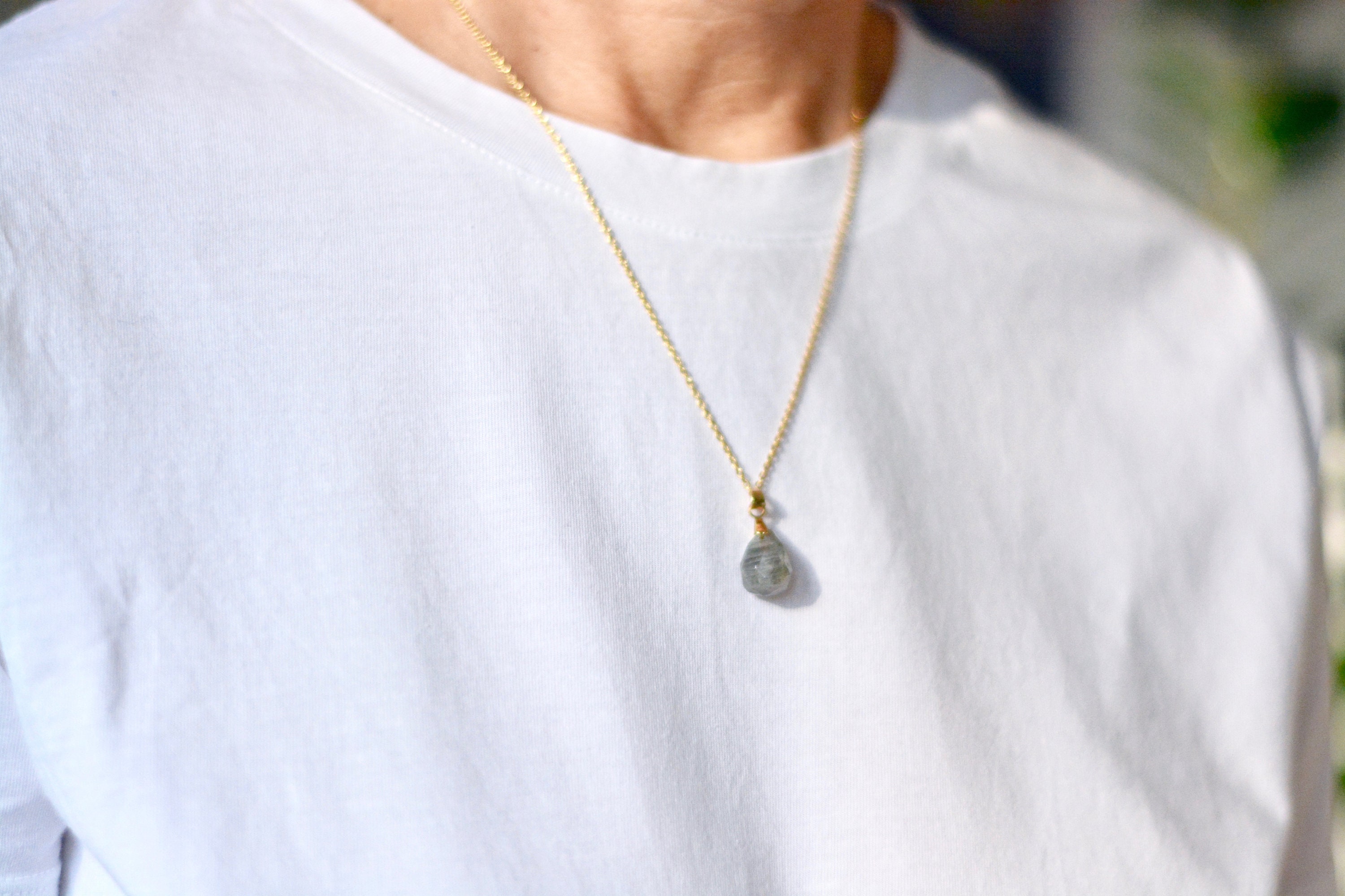 Tana Dainty Ribbon Stone Drop Gold Color Necklace
