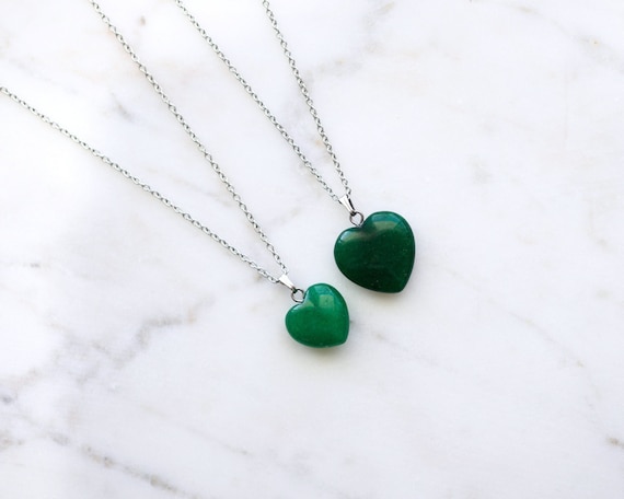 Green Jade Heart Necklace Heart Pendant Natural Jade Heart Etsy
