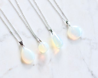 Delicate Opalite necklace, pendant necklace, stainless steel necklace, opalite jewelry, drop pendant, Opalite Drop Necklace, Opalite stone