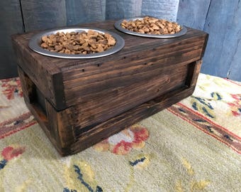 Wood Cat Feeder Etsy
